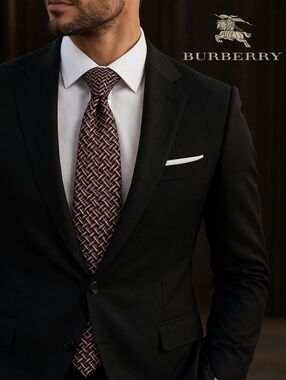 Burberry 100% Silk Red White & Blue Tie